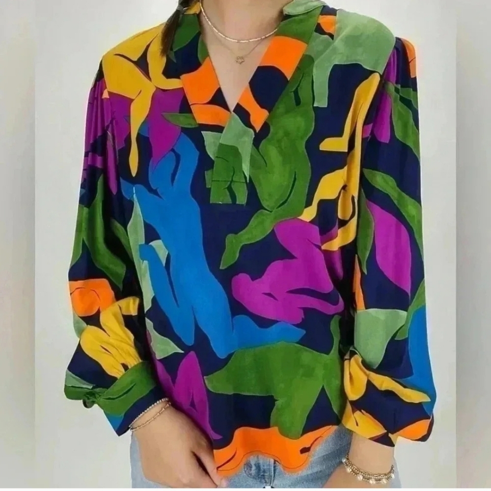 FRNCH Paris Felia Colorful Blouse Size XS (runs big)